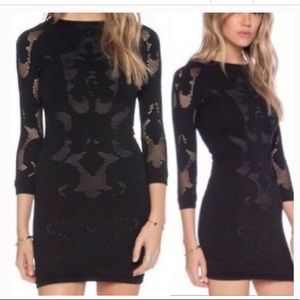 FP Intimately seamless crochet 3/4 sleeve bodycon